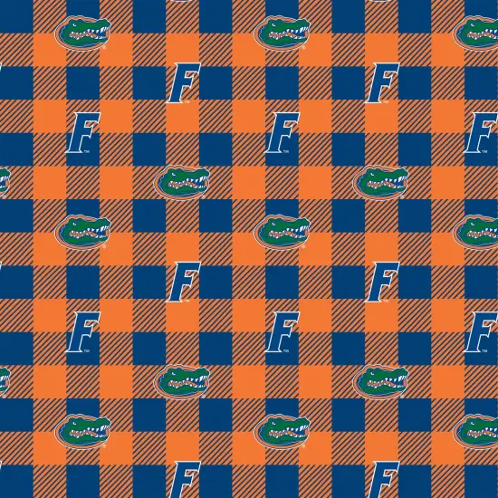 Sykel Enterprises-University of Florida Fleece Fabric-Florida Gators Buffalo Plaid Fleece Blanket Fabric-Sold by the yard {1}