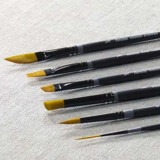 Creative Mark Beste Golden Taklon Filbert Rake, Set of 5 Artist Paint Brush, Professional Watercolor Brushes, For Acrylic Painting, Short Handle, Sharp Edges, Hand-Tied & Shaped {4}