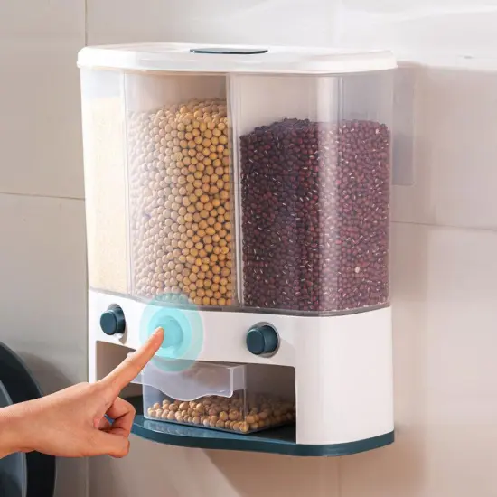 Wall-Mounted Dry Food Dispenser for Kitchen Storage {3}
