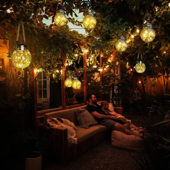 2 Pack Outdoor Lanterns with 30 LED Waterproof Garden Decor Patio Solar Lights Outdoor Decorative Backyard Solar Lanterns Outdoor Hanging ( Warm Light ) {5}
