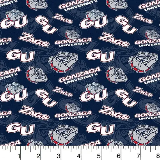 Sykel Enterprises-Gonzaga University Cotton Fabric-Gonzaga Bulldogs Tone On Tone Cotton Quilting Fabric {1}