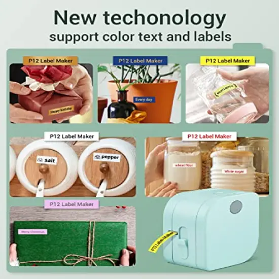 Label Makers Machine with Tape P12, Mini Sticker Maker with Font for Home Office Organization, Portable Bluetooth Label Printer Support Color Printing, with Labels {5}