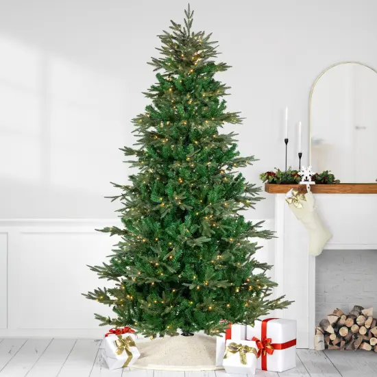Northlight Real Touch&trade;️ Pre-Lit Full Hudson Fir Artificial Christmas Tree - 9' - Warm White LED Green {3}