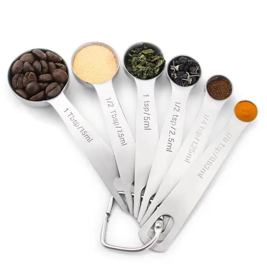 6 Pack 18/8 Stainless Steel Measuring Spoons,Measuring Dry and Liquid Ingredients {2}