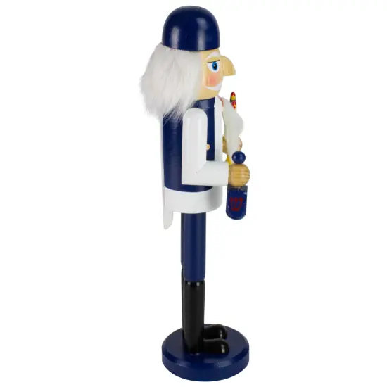 Northlight 14" Blue and White Wooden Hanukkah Nutcracker with Dreidel and Menorah {6}
