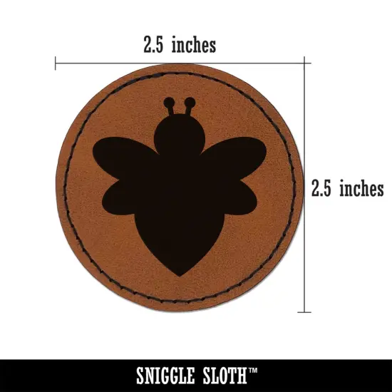 Cute Bumble Bee Solid Round Iron-On Engraved Faux Leather Patch Applique - 2.5" Brown {3}