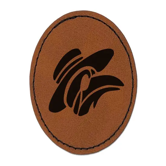 Plague Doctor Crow Raven Mask with Hat Round Iron-On Engraved Faux Leather Patch Applique - 2.5" Brown {1}