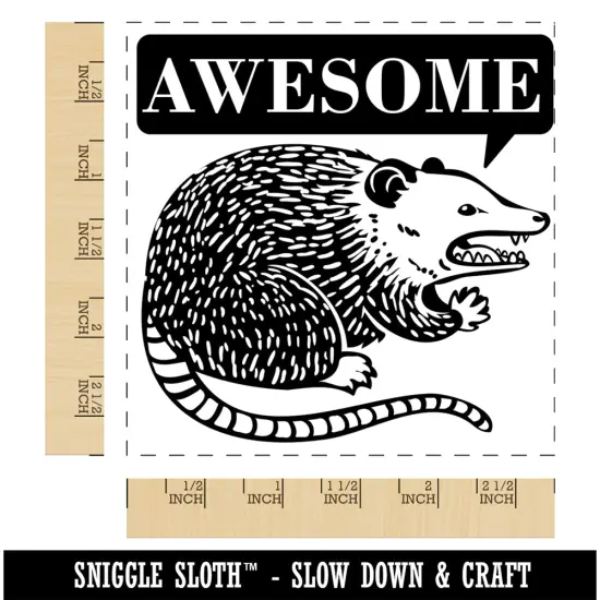 Awesome Possum Opossum Square Rubber Stamp for Stamping Crafting {1}