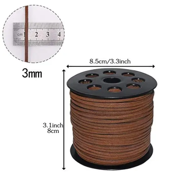 3 mm x100 Yards Coffee Suede Cord Suede Lace Faux Leather Cord with Roll Spool for Bracelet Necklace Beading DIY Handmade Crafts {6}