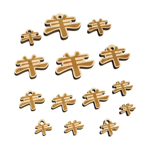 Chinese Character Symbol Goat Mini Wood Shape Charms Jewelry DIY Craft {7}
