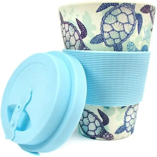 TINYMILLS Sea Turtle 14oz Travel Mug - Eco-Friendly Reusable Plant Fiber Travel Mug {3}