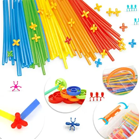 600 Pieces Constructor Toys STEM Building Toy Interlocking Plastic Engineering Thin Tube Blocks Educational Kit for 3 4 5 6 7years Kids Boys and Girls Gift {6}