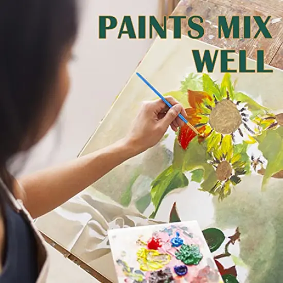 Acrylic Painting Set with 1 Packs / 10 PCS Nylon Hair Brushes 12 Color Tubes (12ml, 0.4 oz) 1 PCS Paint Plate and 4 PCS Canvas for Acrylic Painting Artist Professional Kits {2}