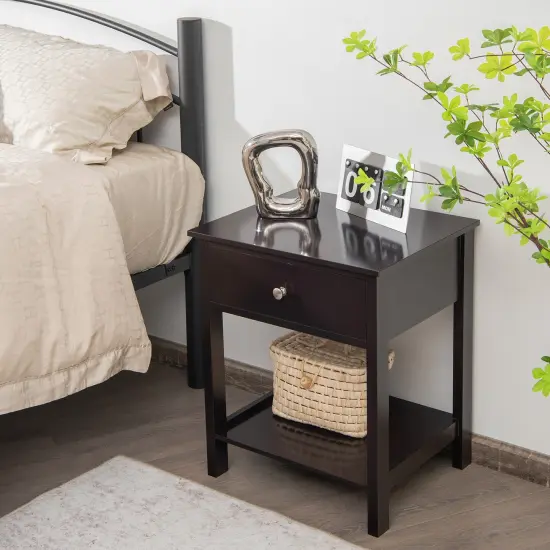 Wooden Storage Shelf with Drawer for Bedroom and Living Room {5}