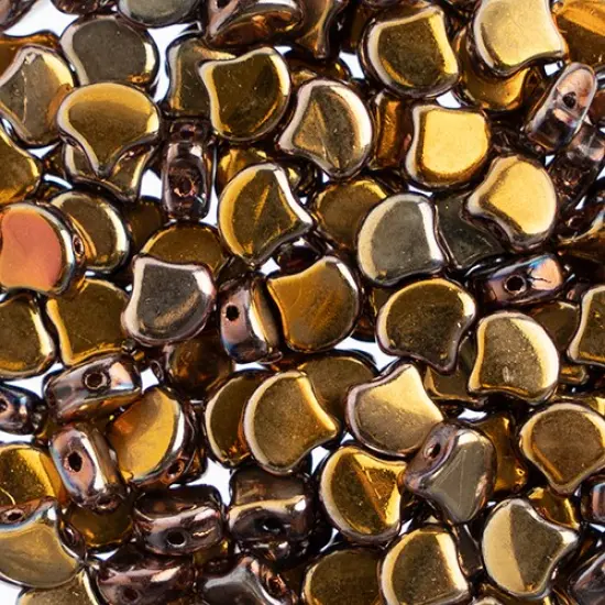 John Bead Czech Glass Metallic Ginko Beads, 50g Crystal Santander {1}