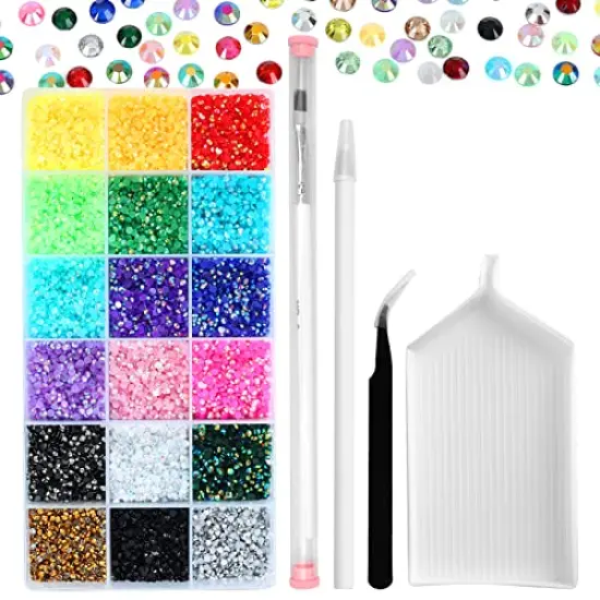 36000 Pieces 3mm Jelly Rhinestones Kit- Resin Mixed Color Rhinestones for Nail Clothes Shoes Tumblers Decoration Gifts Flat Back Round {2}