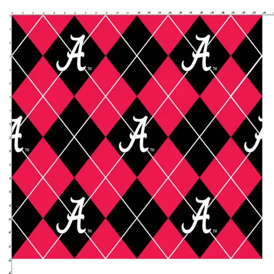 Sykel Enterprises-University of Alabama Fleece Fabric-Alabama Crimson Tide Argyle Fleece Blanket Fabric-Sold by the yard {1}