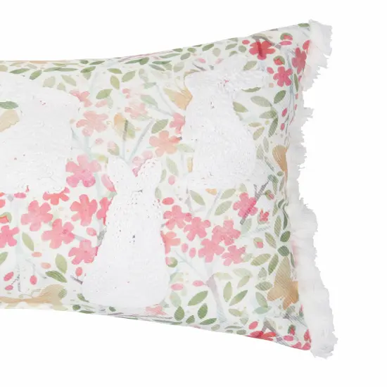 Bunnies Flowers Lumbar Pillow {4}