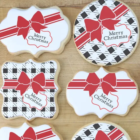 Buffalo Plaid Gift Wrap Cookie 4 pc Stencil Set With Masking Pieces {2}