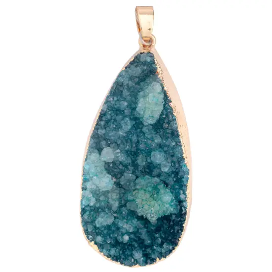 Earth's Jewel 50mm Turquoise Semi-Precious Agate Teardrop Pendant {2}