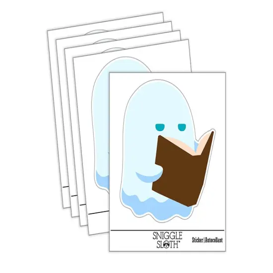 Studious Ghost Reading Book Waterproof Vinyl Phone Tablet Laptop Water Bottle Sticker Set - 5 Pack {2}