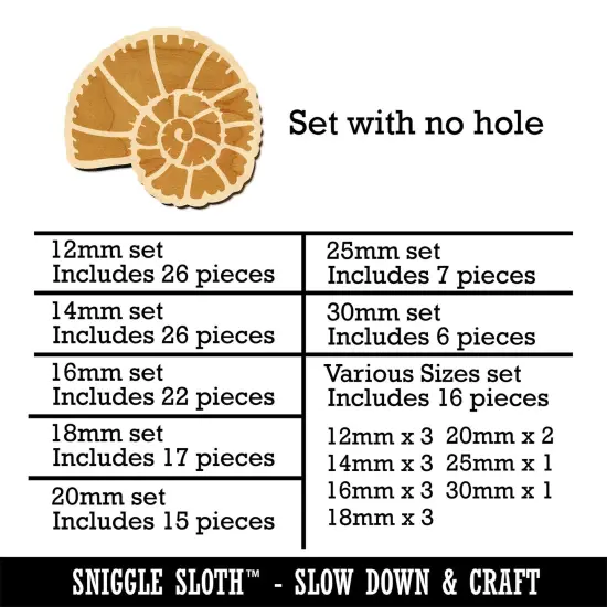 Spiral Ammonite Fossil Marine Mollusk Mini Wood Shape Charms Jewelry DIY Craft {1}