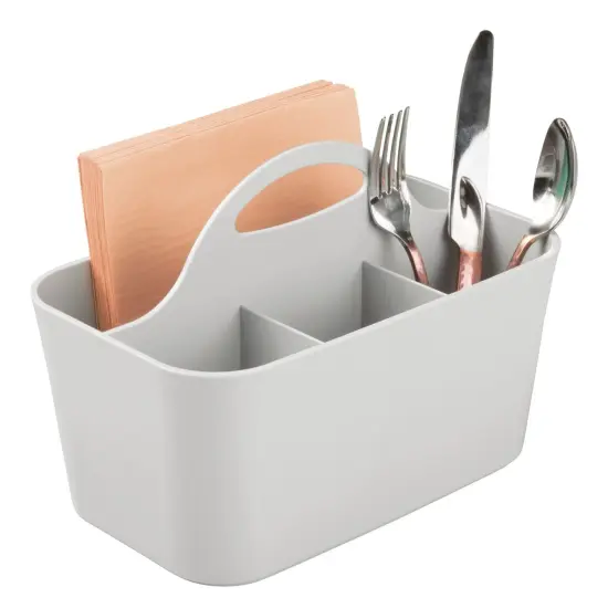 mDesign Plastic Cutlery Storage Organizer Caddy Bin Tote with Handle {1}