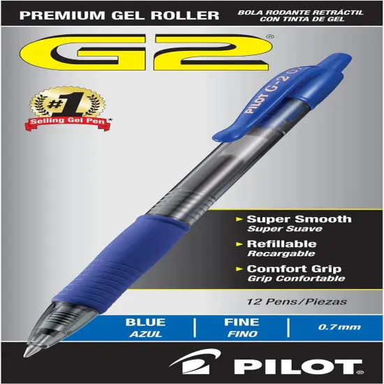 G2 Premium Refillable & Retractable Rolling Ball Gel Pens, Fine 0.7mm, Blue (31021) {1}
