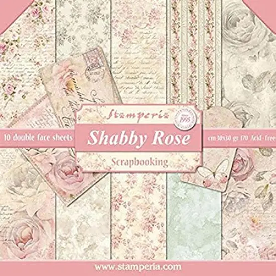 Double-Sided Paper Pad-Shabby Rose, 30.5 x 30.5 (12" x 12"), Multicoloured {1}