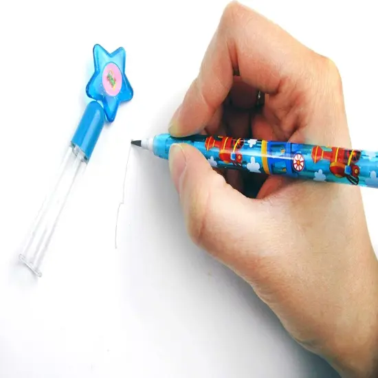 TINYMILLS 24 Pcs Train Multi Point Stackable Push Pencil Assortment with Eraser {3}