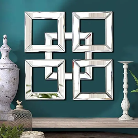 Square Mirrored Wall Decor Decorative Mirror 12x12 inches Modern Fashion DIY Silver Wall-Mounted Mirrors {2}