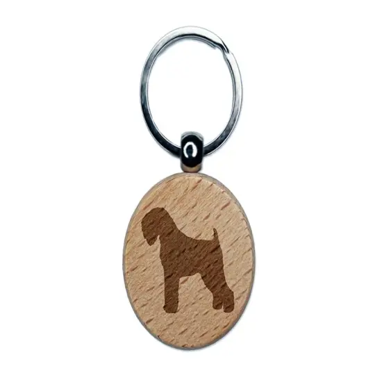 Black Russian Terrier Chornyi Dog Solid Engraved Wood Round Keychain Tag Charm {1}