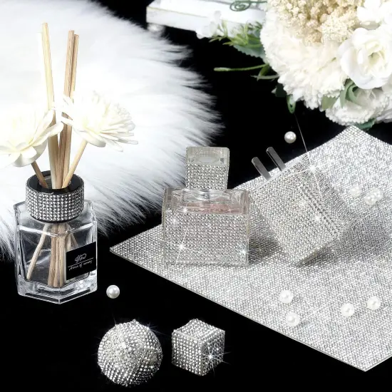 12000 PCS Bling Bling Rhinestone Sheet Rhinestones Sticker DIY Car Decoration Sticker Self Adhesive Glitter Rhinestones Crystal Gem Stickers for Car Decoration, 9.4 x 7.9 Inch (Clear) {5}