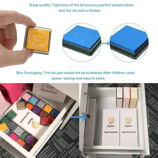 20 Colors Craft Ink Pad Stamps Partner Diy Color, Rainbow Finger Ink pad for kids (pack of 20) {6}