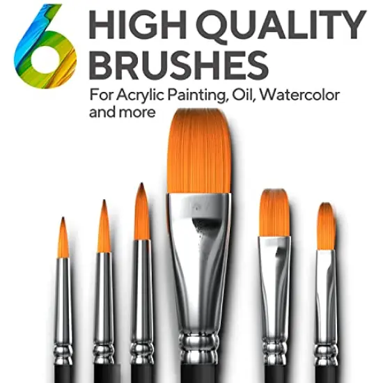 Acrylic Paint Set for Kids, Artists and Adults - 12 Vibrant Colors, 6 Brushes and 3 Paint Canvases - Perfect for Beginners or Professionals {3}