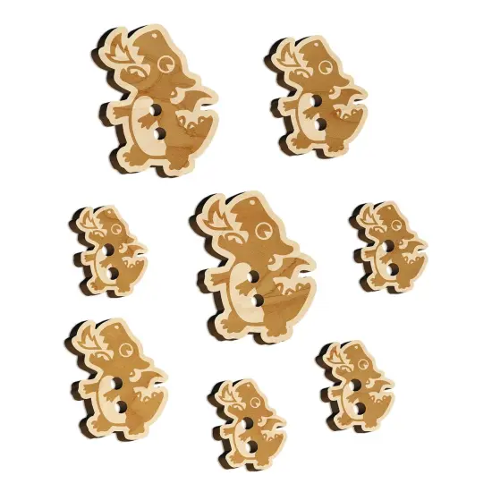 Cute Little Dragon Breathing Fire Wood Buttons for Sewing Knitting Crochet DIY Craft {7}