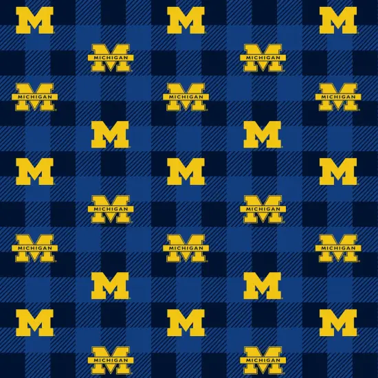 Sykel Enterprises-University of Michigan Fleece Fabric-Michigan Wolverines Buffalo Plaid Fleece Blanket Fabric-Sold by the yard {1}