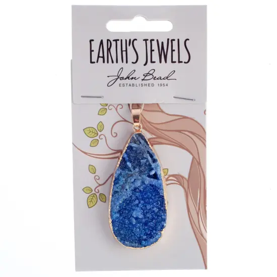 Earth's Jewel 50mm Blue Semi-Precious Agate Teardrop Pendant {1}