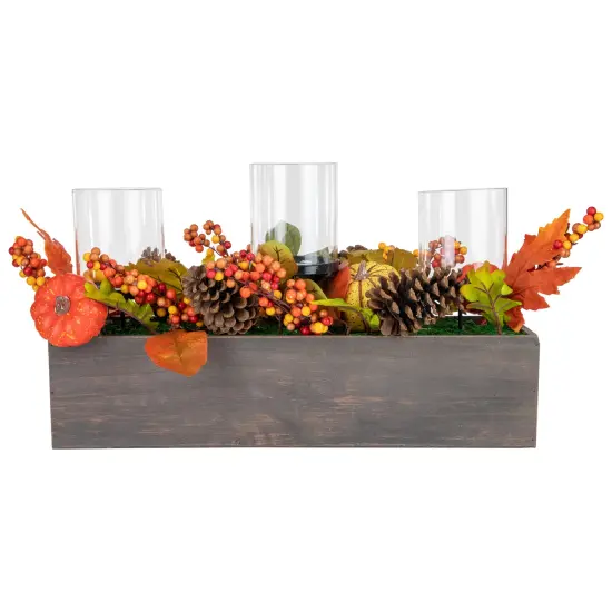 Northlight 27" Pumpkin, Berry and Pine Cone Fall Harvest Triple Pillar Candle Holder Orange {6}