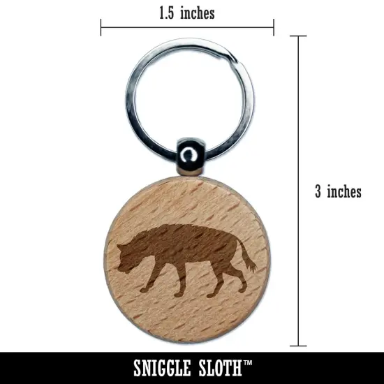 Hyena Solid Engraved Wood Round Keychain Tag Charm {2}