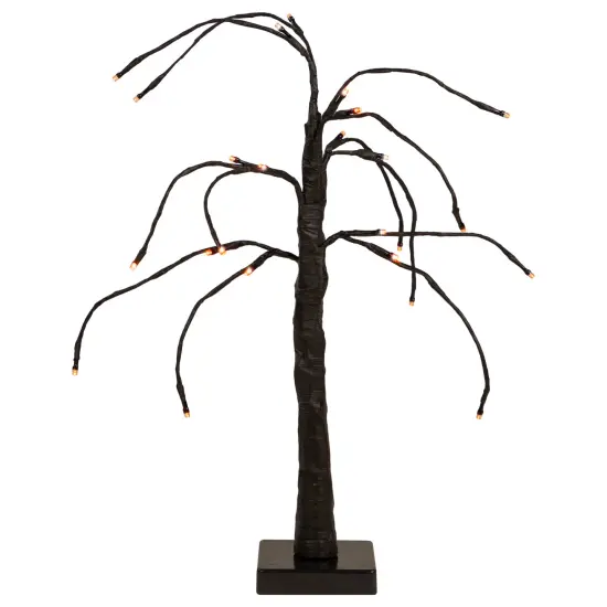 Northlight Pre-Lit Weeping Halloween Twig Tree - 24" - Black - LED Orange Lights {1}