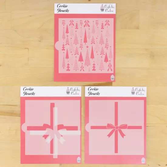 Abstract Tree Gift Wrap Cookie 4 pc Stencil Set With Masking Piece {1}