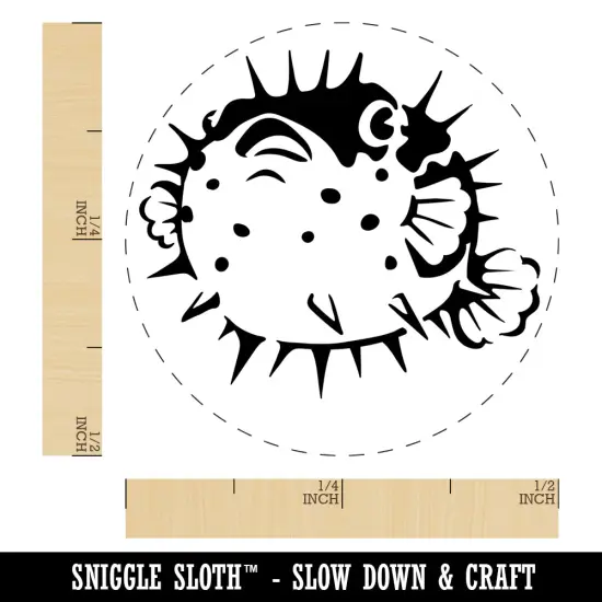 Startled Spiny Puffed Pufferfish Funny Fugu Self-Inking Rubber Stamp Ink Stamper for Stamping Crafting Planners Brown {1}