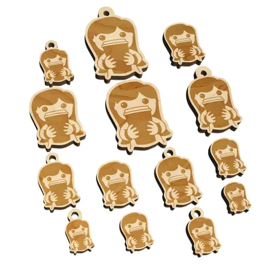 Latte Girl Coffee Mini Wood Shape Charms Jewelry DIY Craft {7}