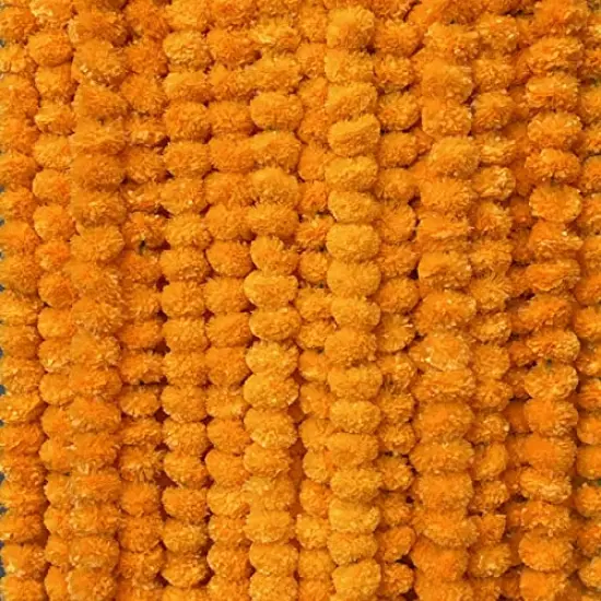 5 Pieces - 5 feet Marigold Garland |Indian/American Wedding Party Mantle Decoration, Faux Garlands Wedding Garland, Diwali Decoration, Spring Bush Floral! (Orange) {3}