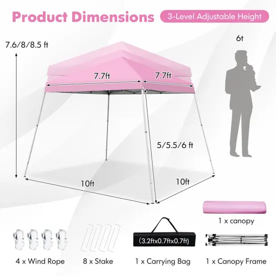 Outdoor Instant Pop-up Canopy with Carrying Bag Pink {4}