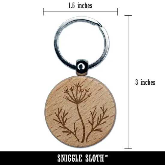 Blooming Dill Weed Plant Engraved Wood Round Keychain Tag Charm {2}