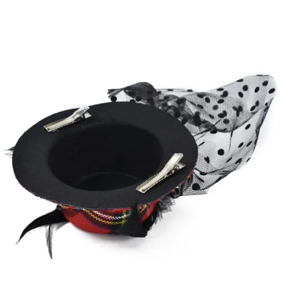 Bijou Plaid Fascinator Mini Top Hat {3}