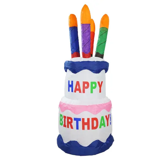 Northlight Lighted Inflatable Happy Birthday Cake Outdoor Decoration - 4' Multi {1}