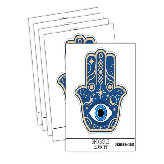 Hamsa Evil Eye Hand Ward Protection Symbol Charm Waterproof Vinyl Phone Tablet Laptop Water Bottle Sticker Set - 5 Pack {2}